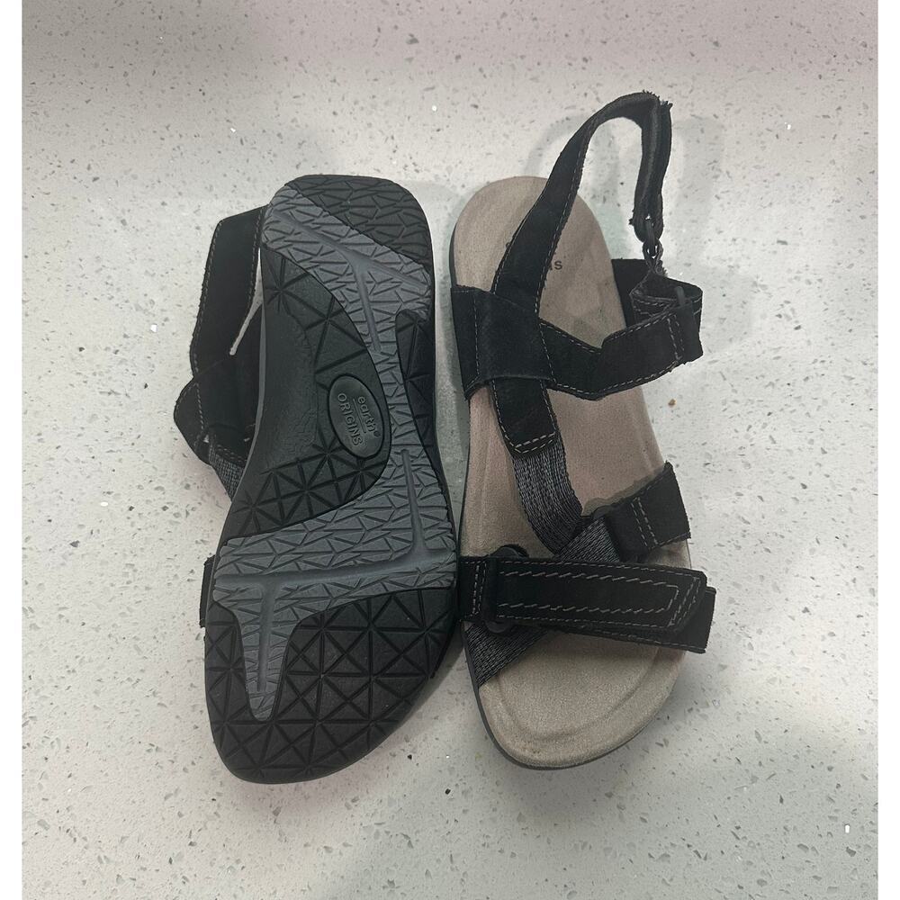 Earth Origins Savoy Slade Sandals Womens Size 9.5M Black Suede Slingback Flats - Picture 2 of 3